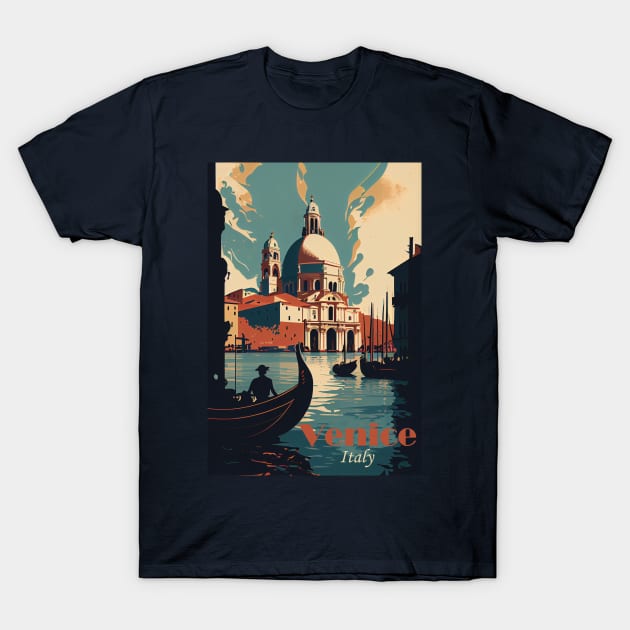 Venice Retro Italy T-Shirt by GreenMary Design